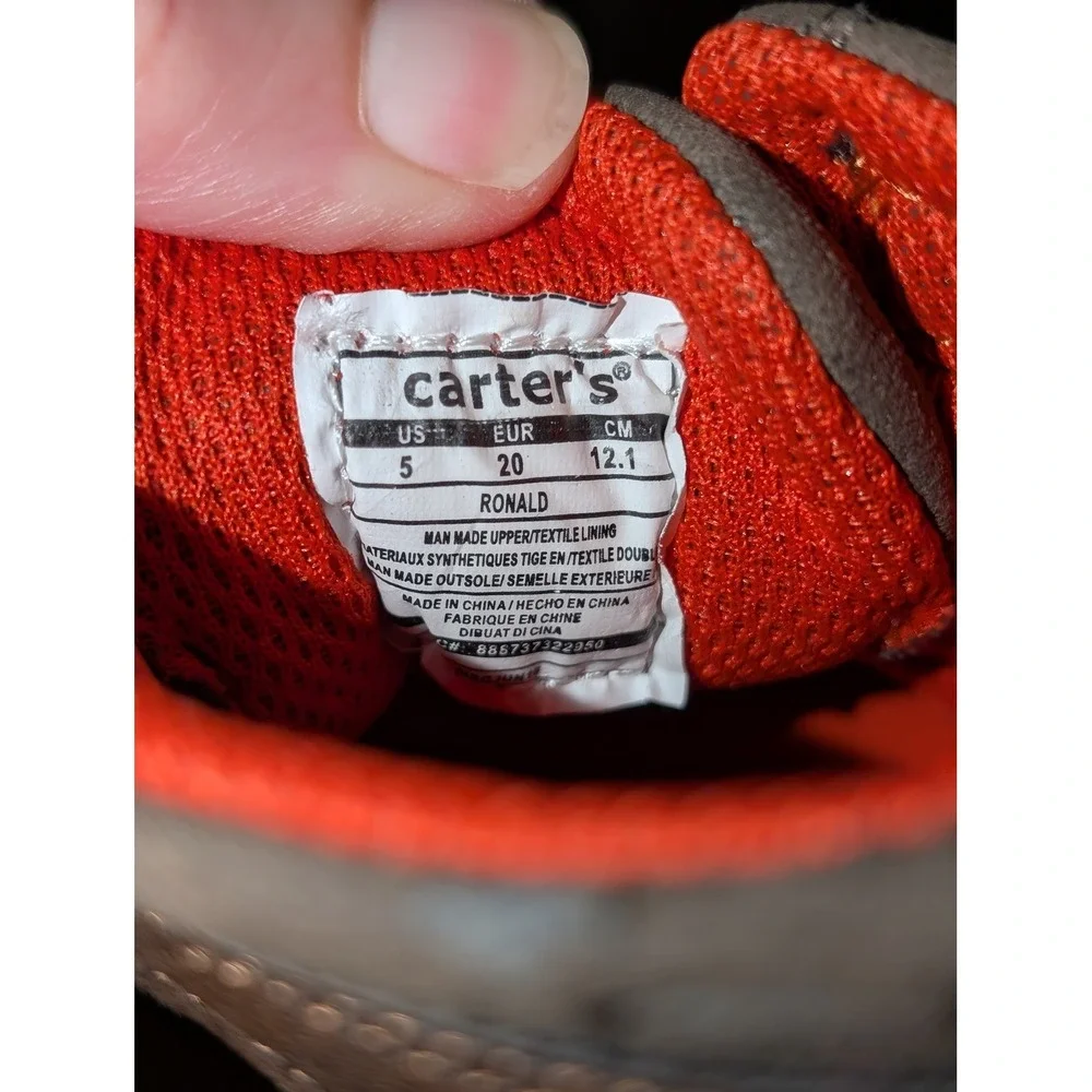 Carter's Ronald Toddler Boots Size 5 Brown Black Hook Loop Hiking Shoes